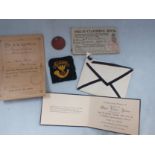 A WWI NATIONAL REGISTRATION CARD, A TAG,WWII RATION BOOK