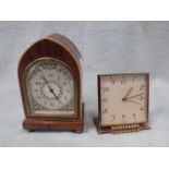 AN EARLY 20TH CENTURY WALNUT-CASED ALARM CLOCK