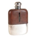 A LARGE SILVER PLATED HIP FLASK