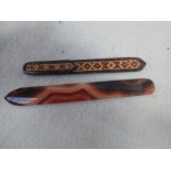 A TUNBRIDGEWARE BOOKMARK, AND AN AGATE LETTER OPENER