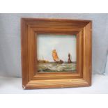 A 19TH CENTURY REVERSE-PAINTING ON GLASS, SEASCAPE