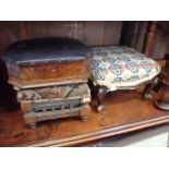 A VICTORIAN WALNUT FOOTSTOOL