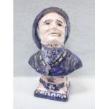 A 19TH CENTURY FRENCH FAIENCE BUST OF A SAILOR