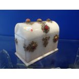 A VICTORIAN ALABASTER DOMED-TOP CASKET