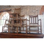 NINE EDWARDIAN OAK CHAIRS