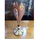 A 19TH CENTURY BOHEMIAN RED OVERLAID GLASS VASE