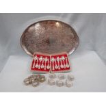 A SILVER PLATED OVAL TRAY