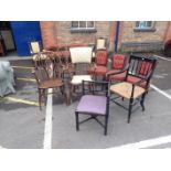 A BOBBIN TURNED CORNER CHAIR, A PAIR OF WINDSOR ARMCHAIRS