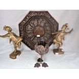 AN INDIAN OCTAGONAL COPPER AND WHITE METAL PLATE