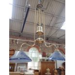 A VICTORIAN STYLE TWO-BRANCH RISE-AND-FALL PENDANT LIGHT