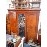 A MID 19TH CENTURY MAHOGANY TRIPLE WARDROBE