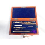 MAHOGANY BOXED DRAWING INSTRUMENTS