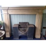 A GEORGE II STYLE STRIPPED PINE FIRE SURROUND