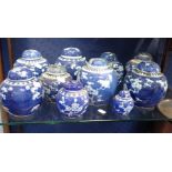 A COLLECTION OF PRUNUS GINGER JARS WITH LIDS