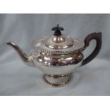 A SILVER TEAPOT, OF BALUSTER FORM