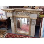 AN OVERMANTEL OR PIER MIRROR OF ARCHITECTURAL FORM