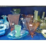 A COLLECTION OF ART DECO COLOURED GLASS VASES