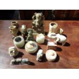 A COLLECTION OF SOAPSTONE AND STONE ARTEFACTS