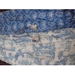 A PAIR OF TOILE DE JOUY CURTAINS