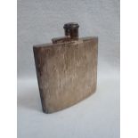 A SILVER HIP FLASK, WITH ENGINE-TURNED DECORATION