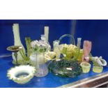 A COLLECTION OF VICTORIAN GREEN VASELINE GLASS