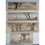 A COLLECTION OF FOUR MODERN JAPANESE WOODBLOCK PRINTS, containing works by Yamamoto Shoun (1870-1965