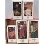 FIVE HEIDI OTT HANDMADE DOLLS, BOXED