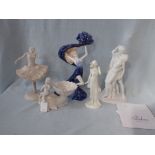 A WEDGWOOD FIGURINE AND OTHER CERAMIC FIGURINES