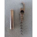 CORKSCREW AND BOTTLE OPENER WITH ENGINE TURNED SILVER HANDLE