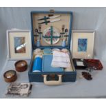 A TWO-PERSON BREXTON PICNIC BOX AND SUNDRIES