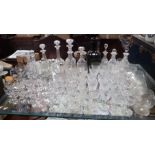 A COLLECTION OF DECANTER AND DRINKING GLASSES