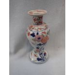 AN ORIENTAL VASE OF BALUSTER FORM WITH BLUE AND ENAMELLED DECORATION