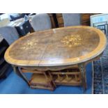 A REPRODUCTION MARQUETRY DINING TABLE