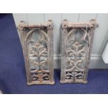 TWO CAST IRON VICTORIAN GOTHIC DECORATIVE GRILLS