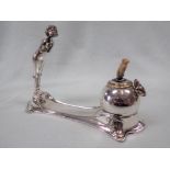 AN ART NOUVEAU UNMARKED WHITE METAL TABLE LIGHTER