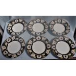 SIX GILDED AND PRINTED IRONSTONE SOUP PLATES