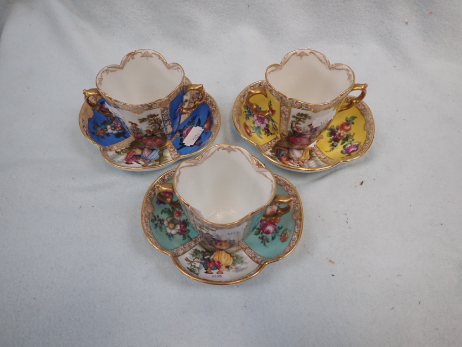 THREE DRESDEN CUPS AND SAUCERS - Image 2 of 2