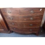 A GEORGE III MAHOGANY BOW FRONT CHEST OF DRAWERS