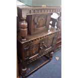 A 17TH CENTURY STYLE OAK DWARF 'COURT CUPBOARD'