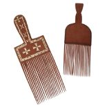 TWO LATE 19TH CENTURY SOLOMON TRIBAL HAND COMBS