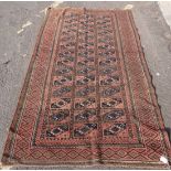 RED GROUND PERSIAN STYLE RUNNER WITH GEOMETRIC PATTERN