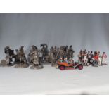 A COLLECTION OF PEWTER FIGURES AND OTHER FIGURES