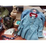 TWO VINTAGE CHILDRENS COATS AND TWO GASMASKS