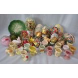 A COLLECTION OF CARTON EASTER EGGGS, NOVELTY EGG CUPS