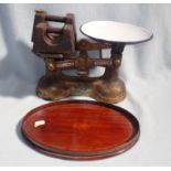 AN EDWARDIAN MAHOGANY MINIATURE TRAY