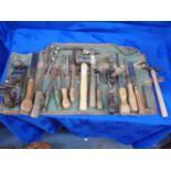 A COLLECTION OF VINTAGE WOODEN HANDLED TOOLS