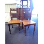 A PAIR OF 19TH CENTURY 'AESTHETIC' STYLE MAHOGANY HALL CHAIRS