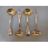 A SET OF FOUR IRISH SILVER SALT SPOONS, JAMES BRADY