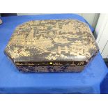 A CHINESE BLACK AND GILT LACQUERED BOX