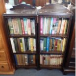 A PAIR OF NARROW 1920S OAK BOOKCASES